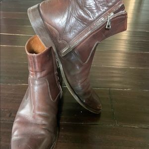John Varvatos brown leather chelsea boots